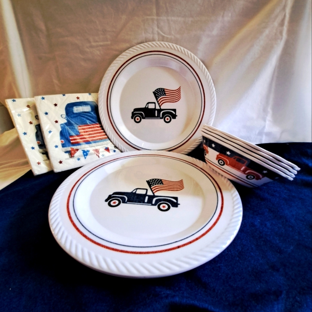 Patriotic Melamine Plates, Bowls and Napkins